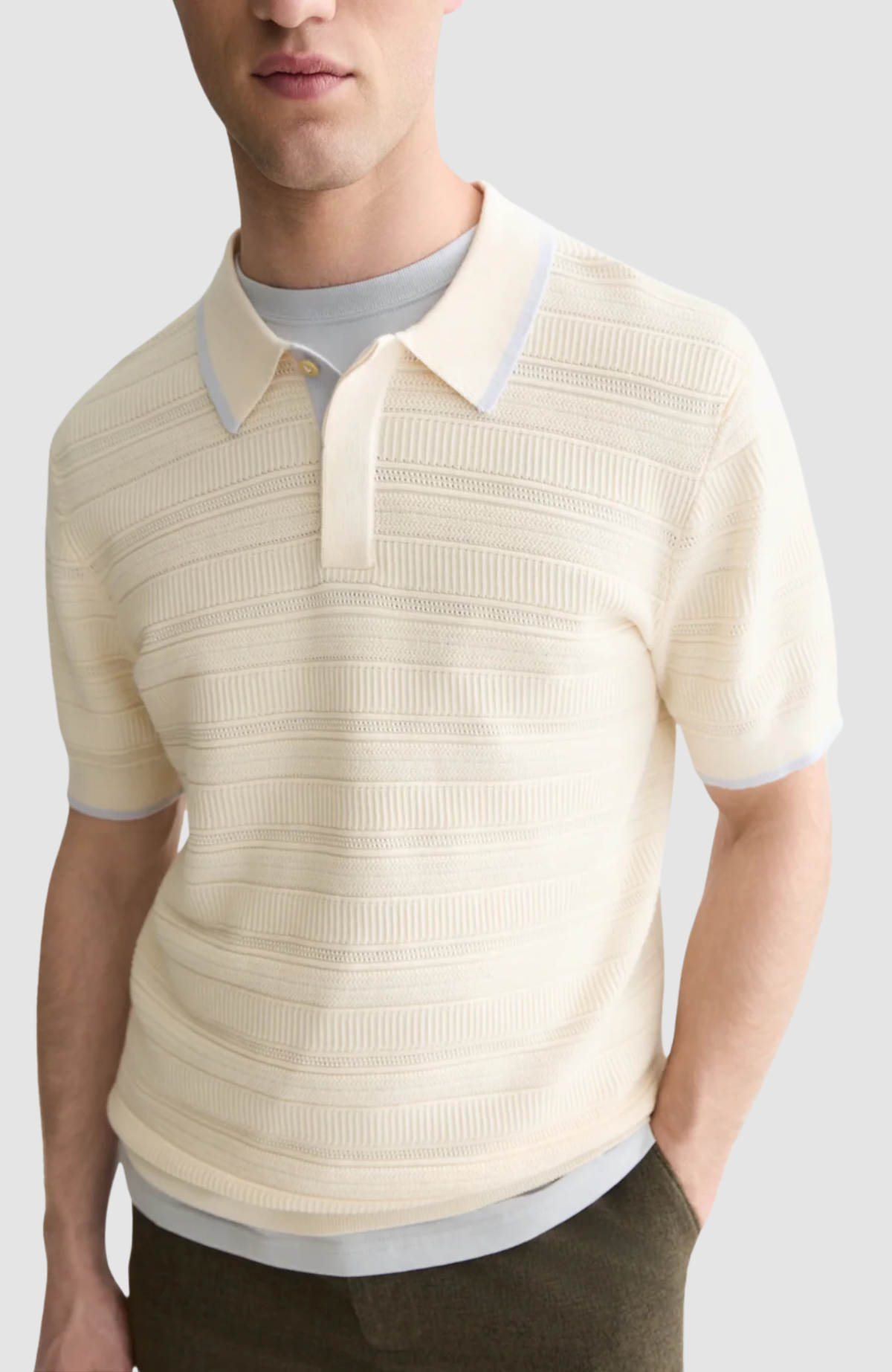 Structured knitted regular-fit polo