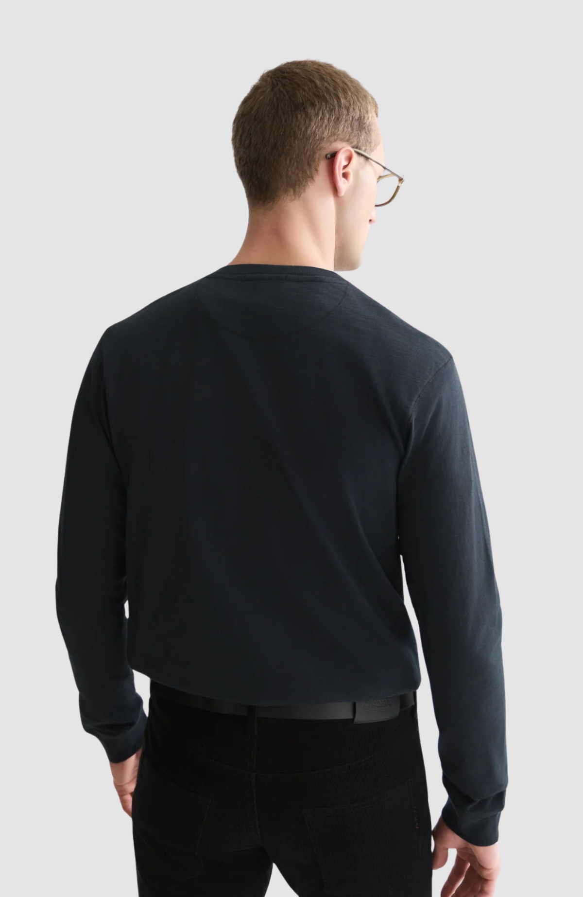 Henley slub regular-fit long sleeved T-shirt
