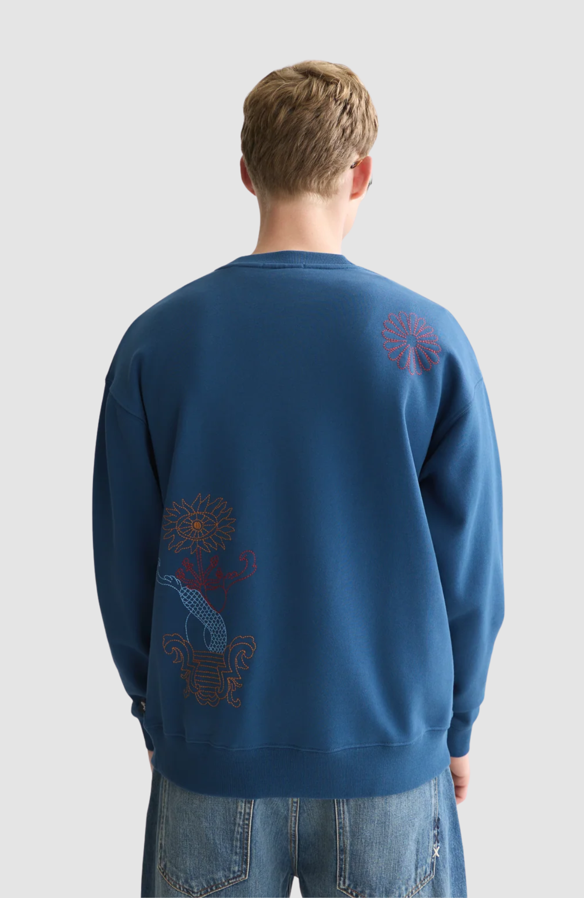 Placed embroidered artwork relaxed-fit sweatshirt