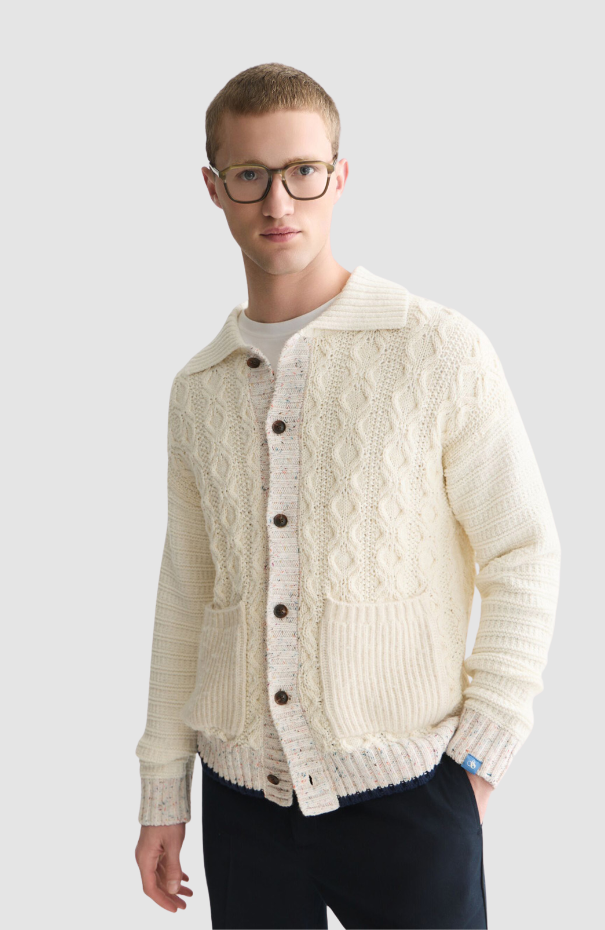 Multi-yarn loose-fit cardigan