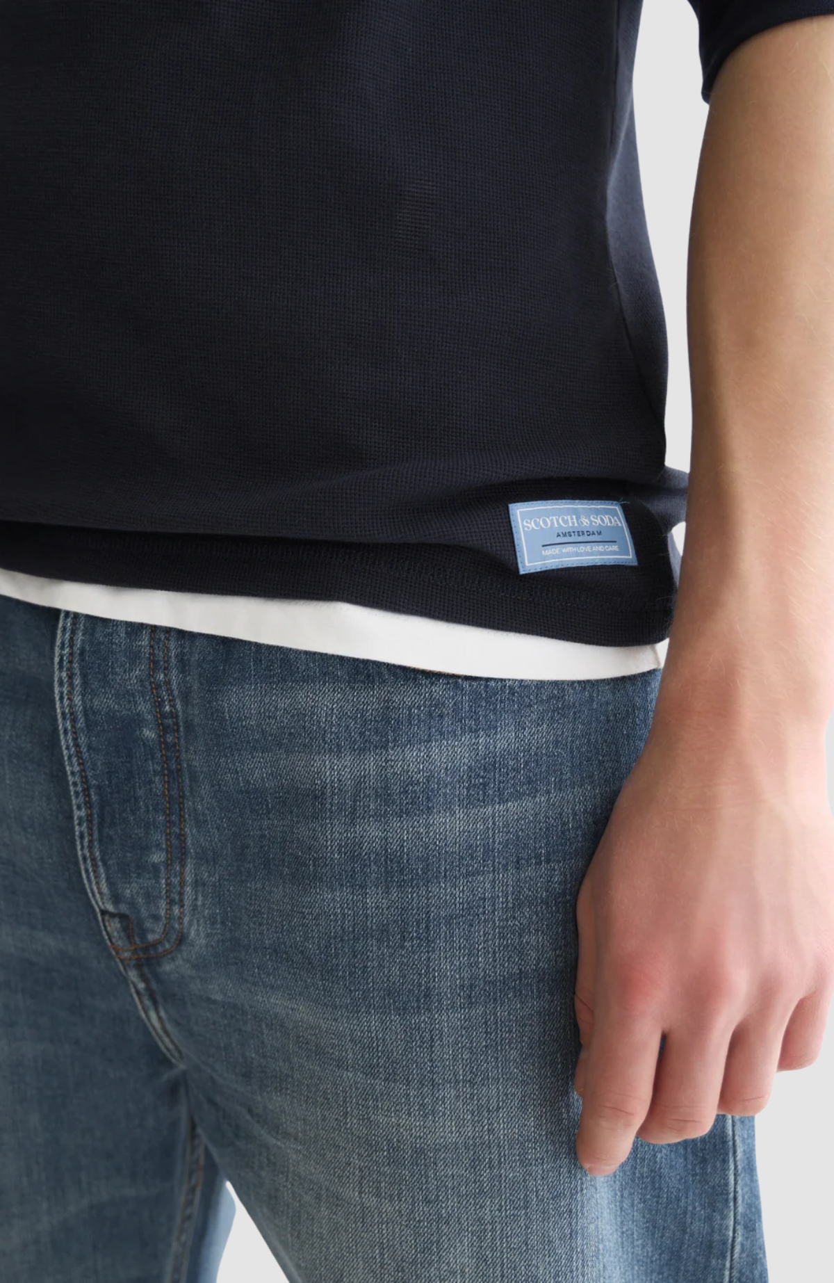 Waffle regular-fit long sleeved T-shirt