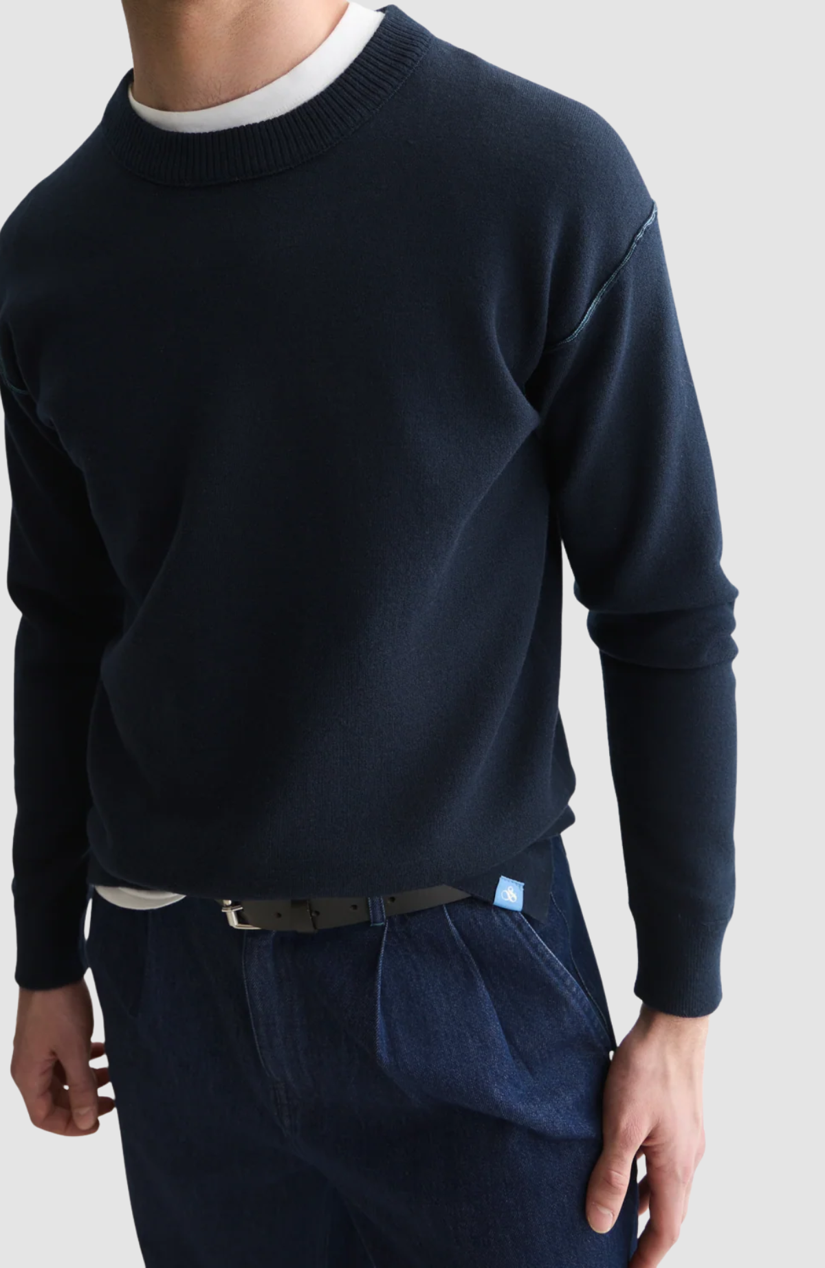 Double face merino-blend relaxed-fit pullover