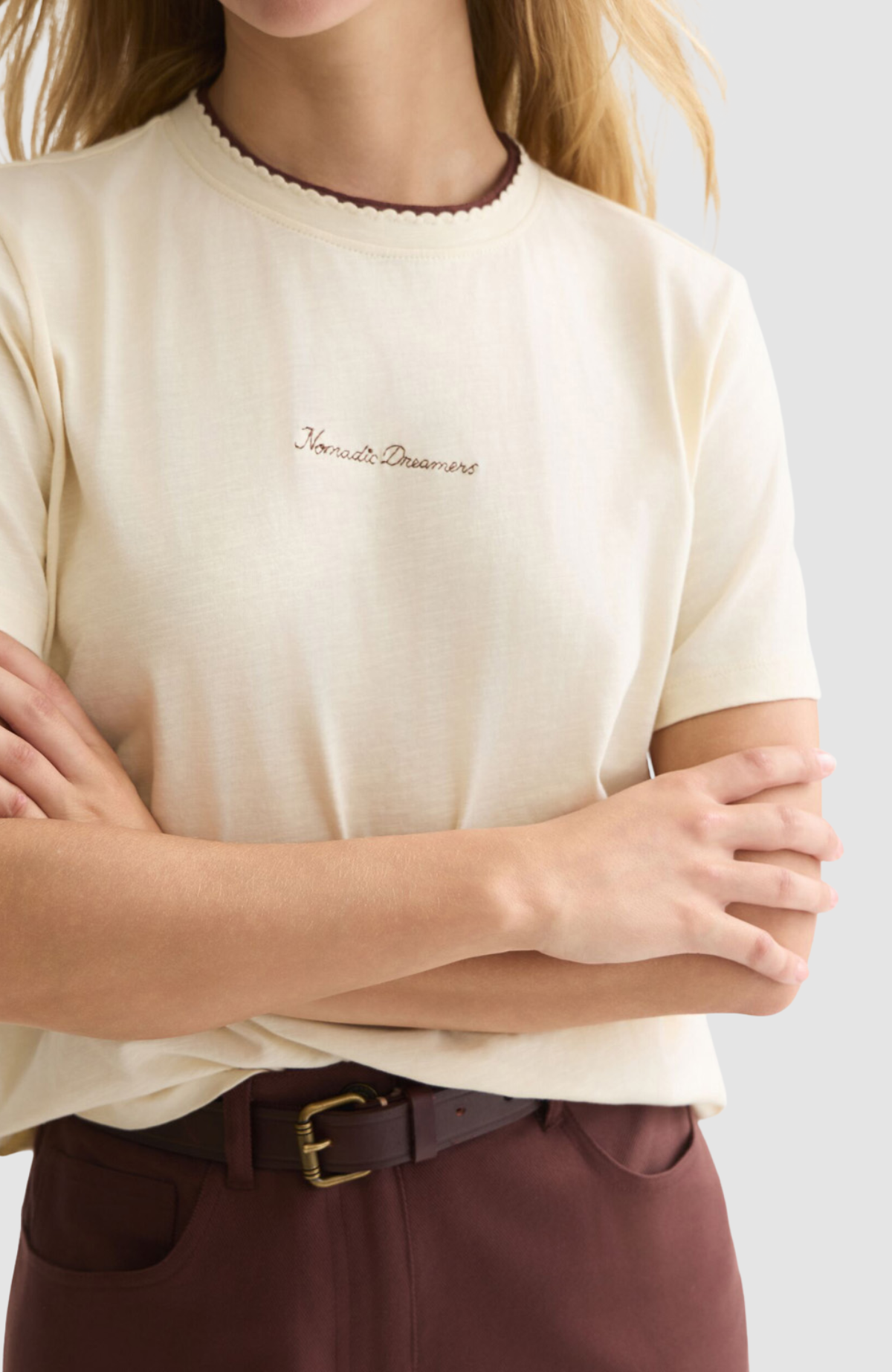 Chest embroidery regular-fit T-shirt