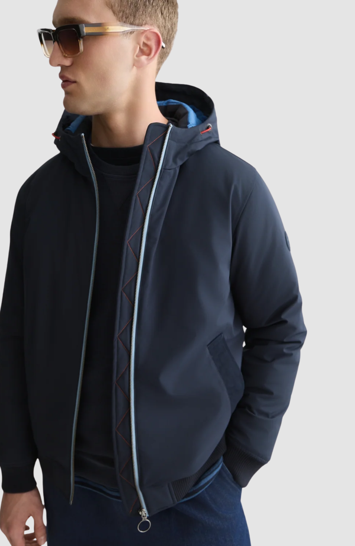 Hooded softshell padded jacket