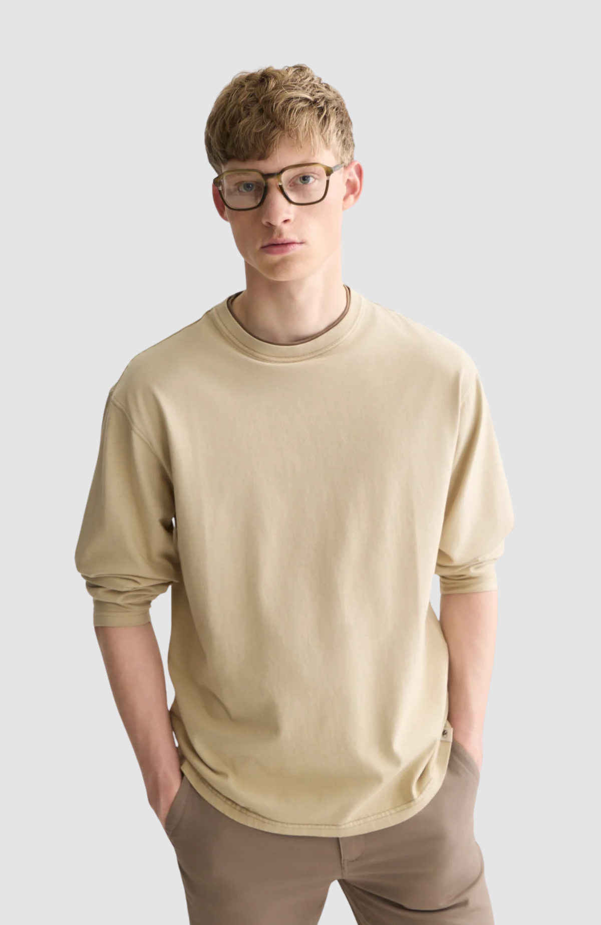 3 Crosses relaxed-fit garment-dyed long sleeved T-shirt