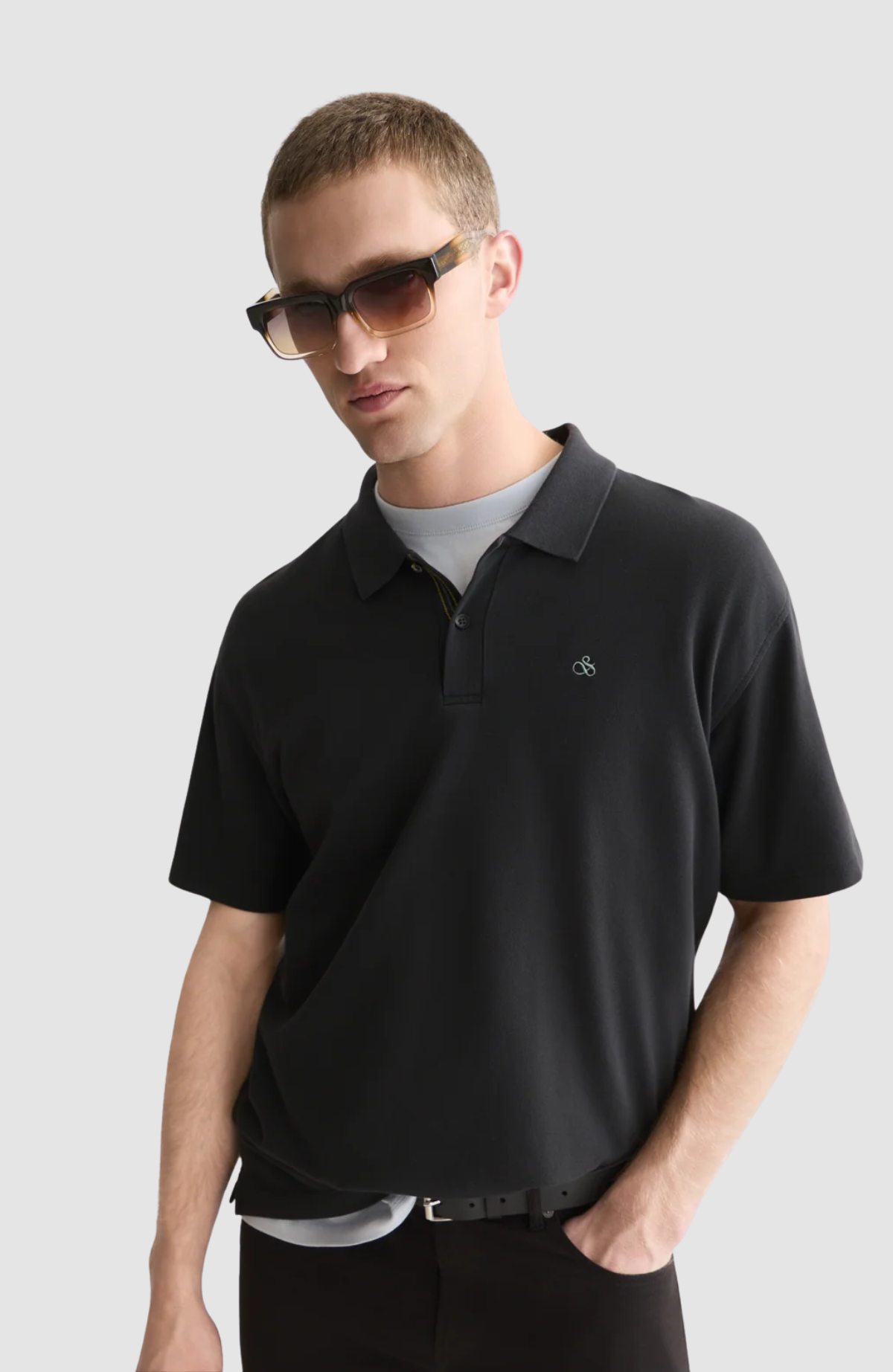 Pique relaxed-fit garment dyed polo