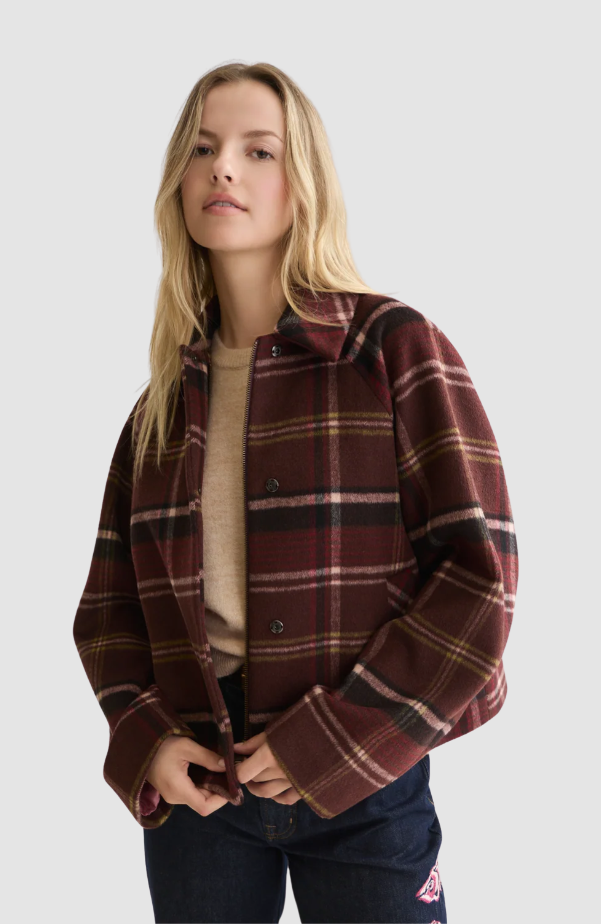 Checked short jacket