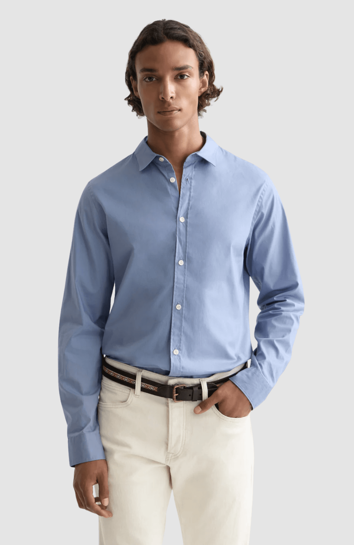 Seasonal core cotton poplin slim-fit shirt